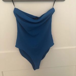 Blue Tube Top Bodysuit